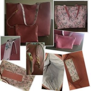 Dusty rose reversible tote